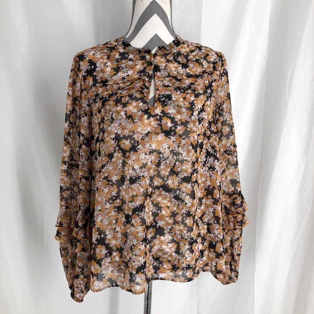 Women’s Sanctuary Sheer Floral Blouse Key Hole Large